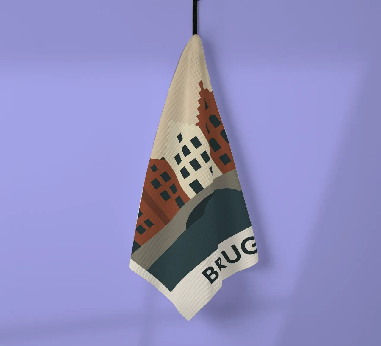 Bruges - La Venezia del Nord sublimata in un poster grafico canovaccio da cucina da JETLAG | affiches voyage