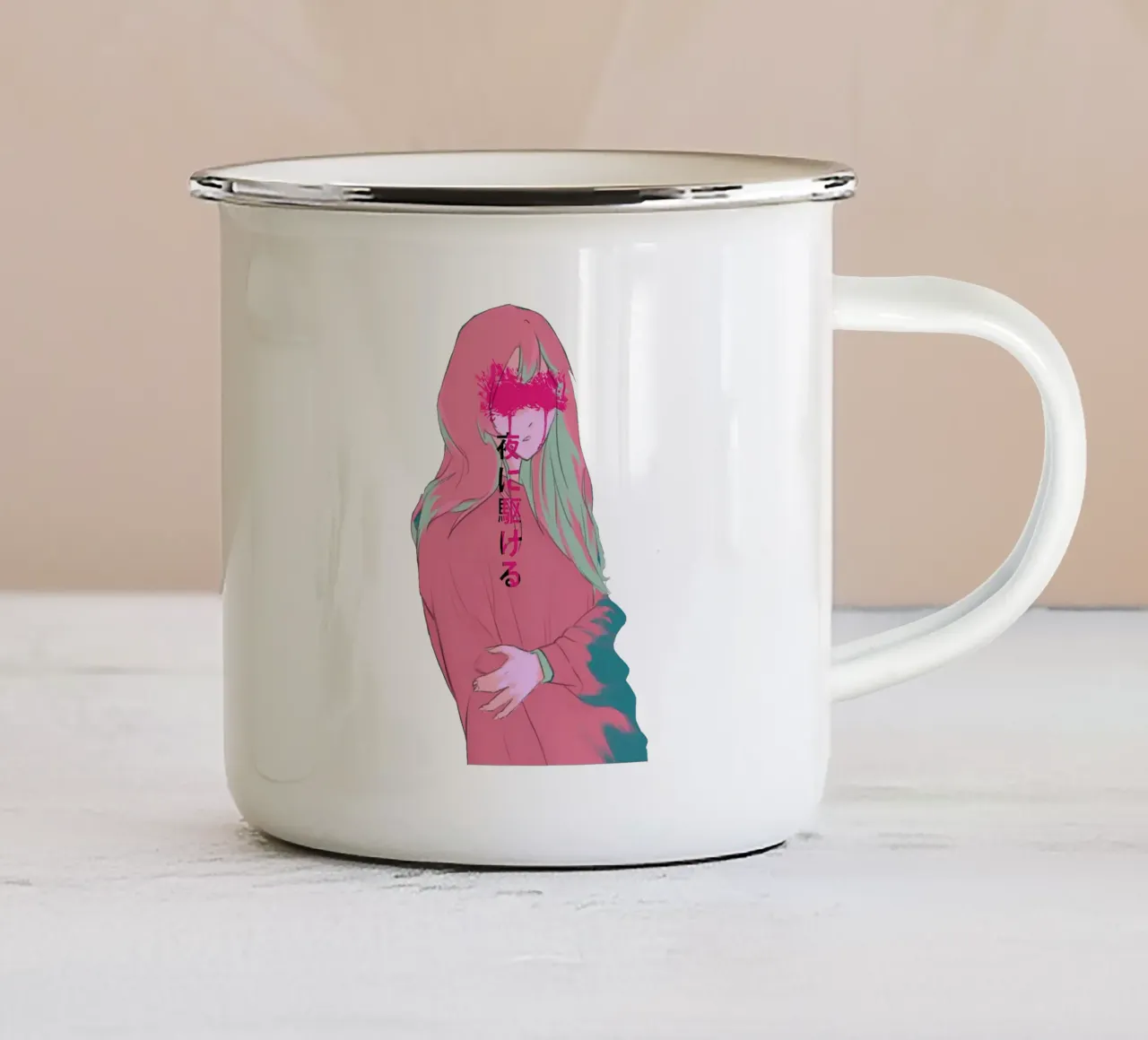 Yoasobi (vita notturna) tazza in smalto da Natasha Shop