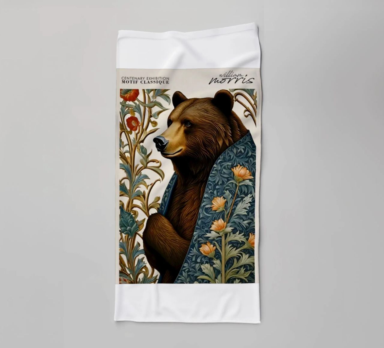 ours entouré de fleurs serviette de bain de william art