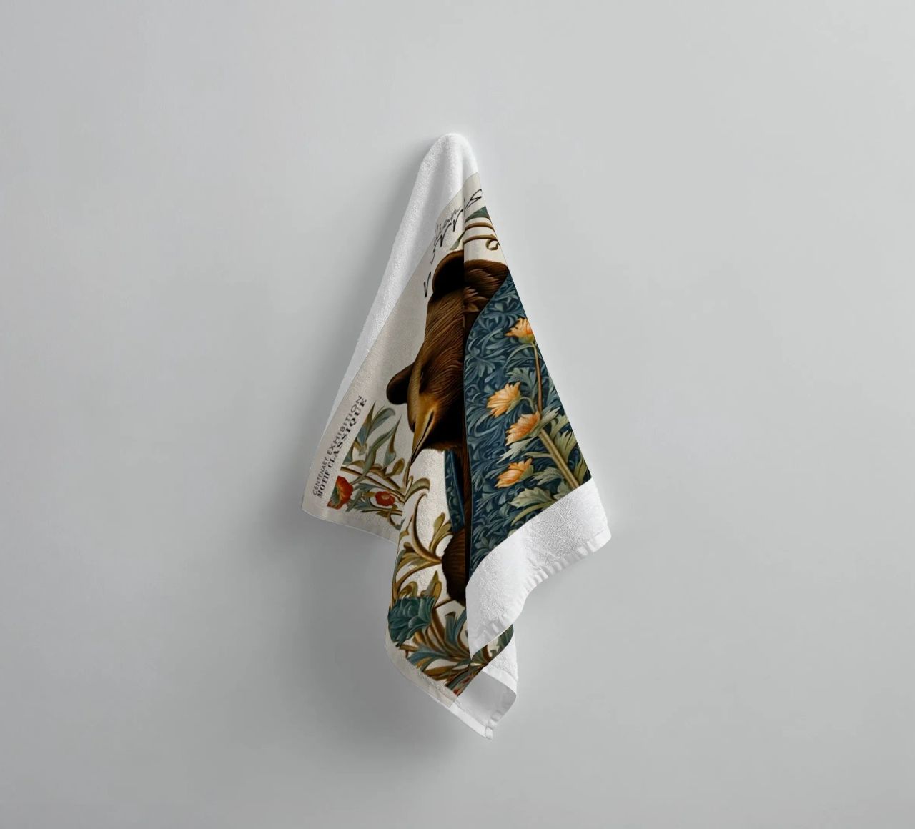 ours entouré de fleurs serviette de bain de william art