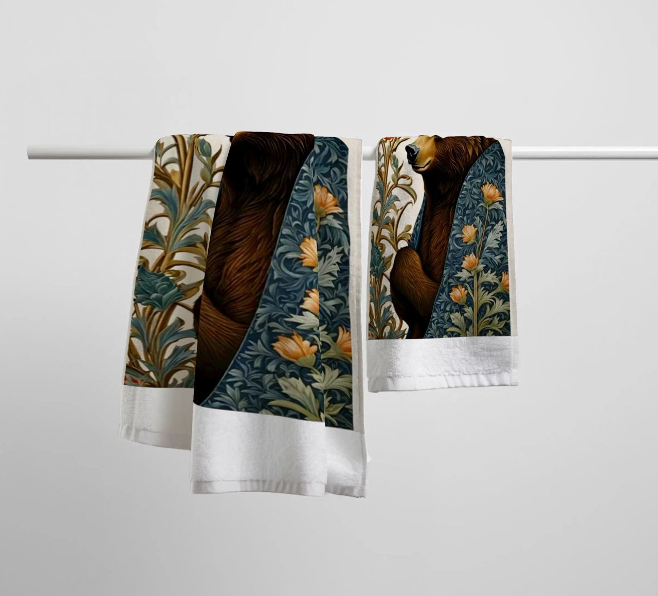 ours entouré de fleurs serviette de bain de william art