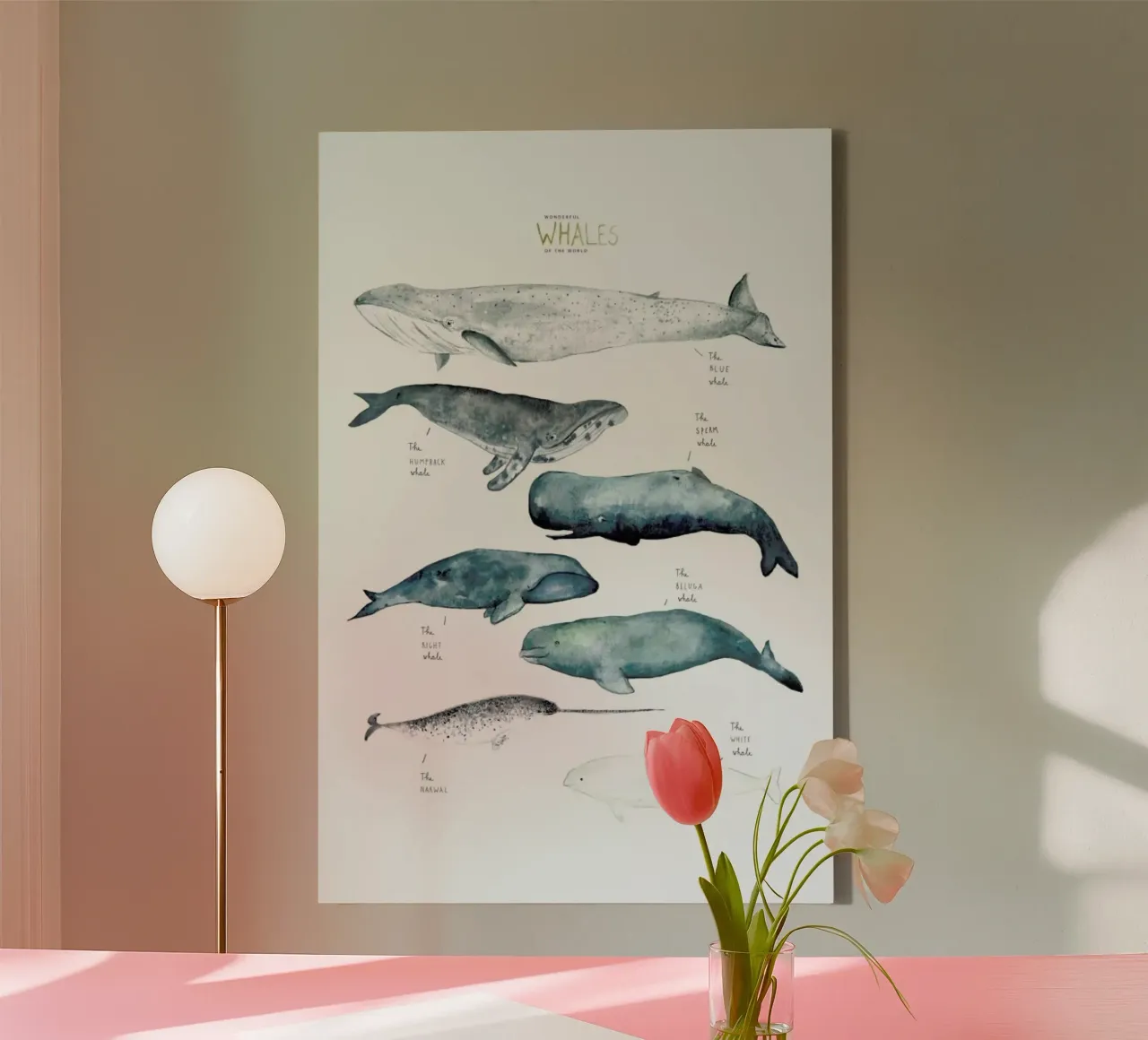 Whale Types tela con Cornice a cassetta da Isabelle Vandeplassche