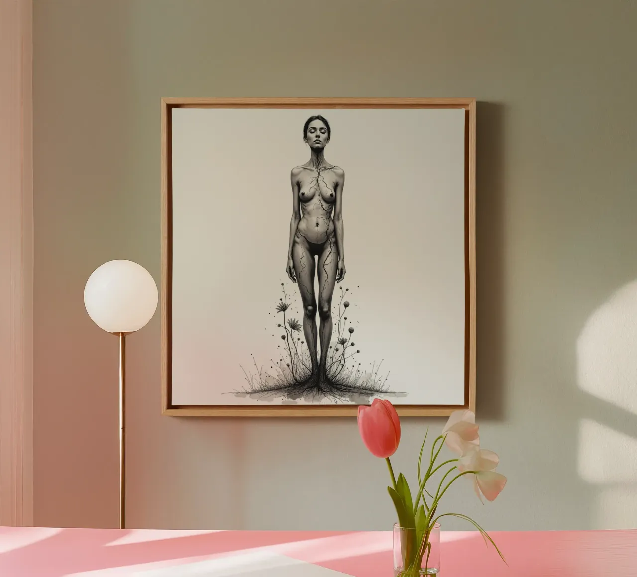 Aderen van de aarde canvas met Baklijst van Dustlight Atelier