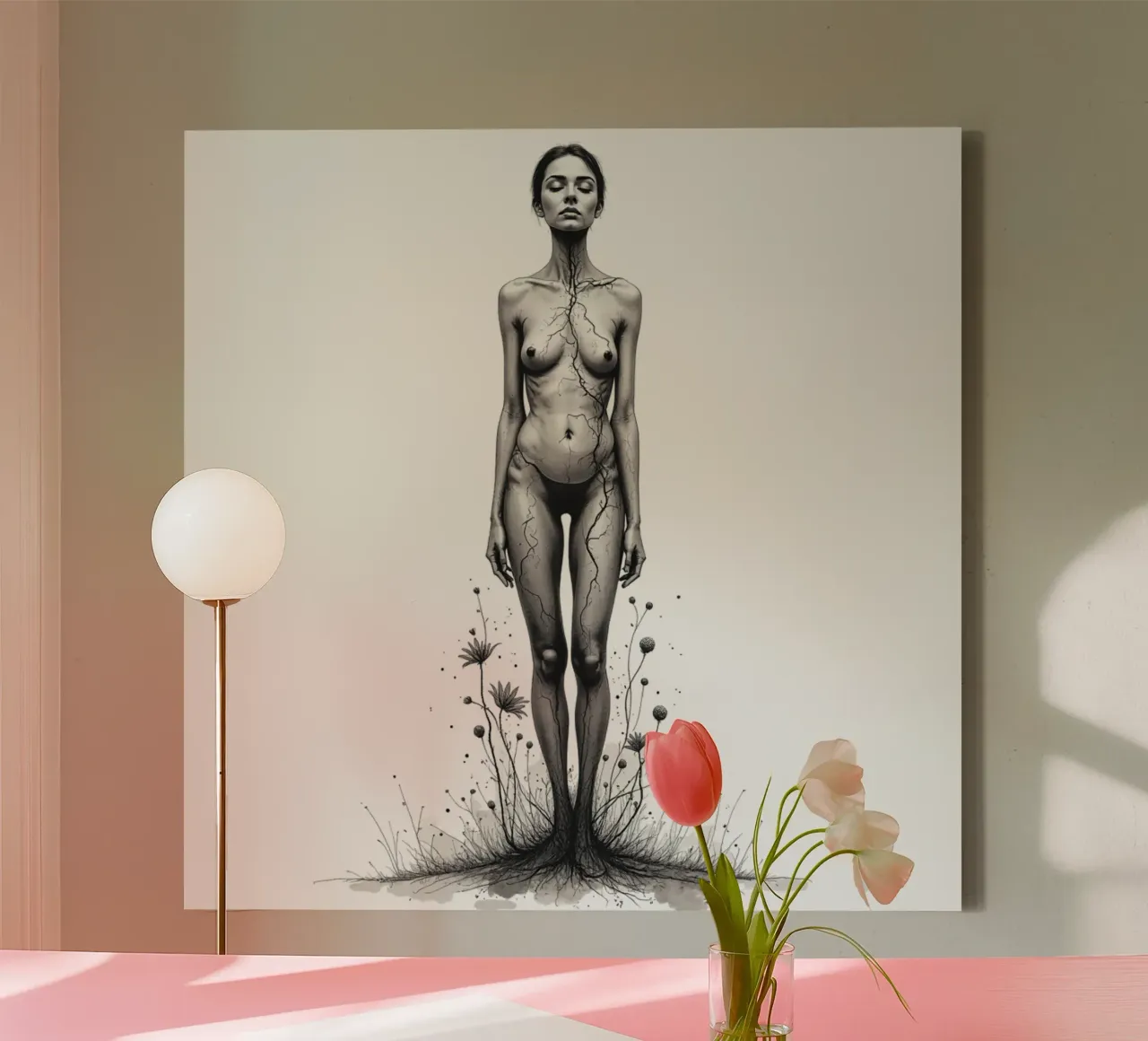Aderen van de aarde canvas met Baklijst van Dustlight Atelier