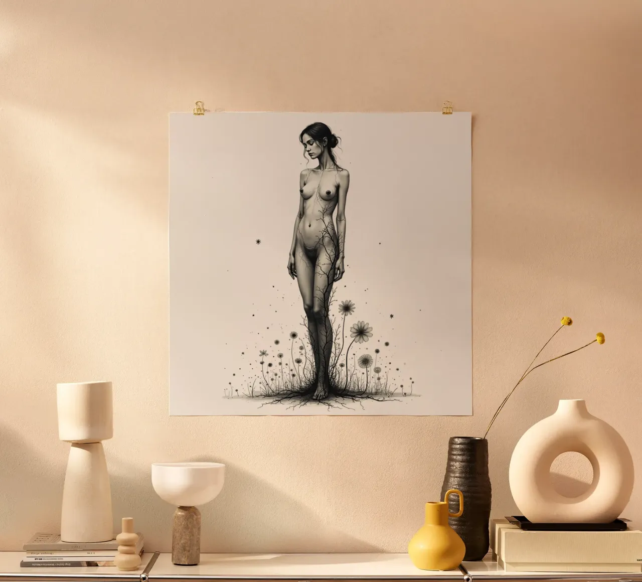 Radicati nel silenzio poster con telaio in legno da Dustlight Atelier