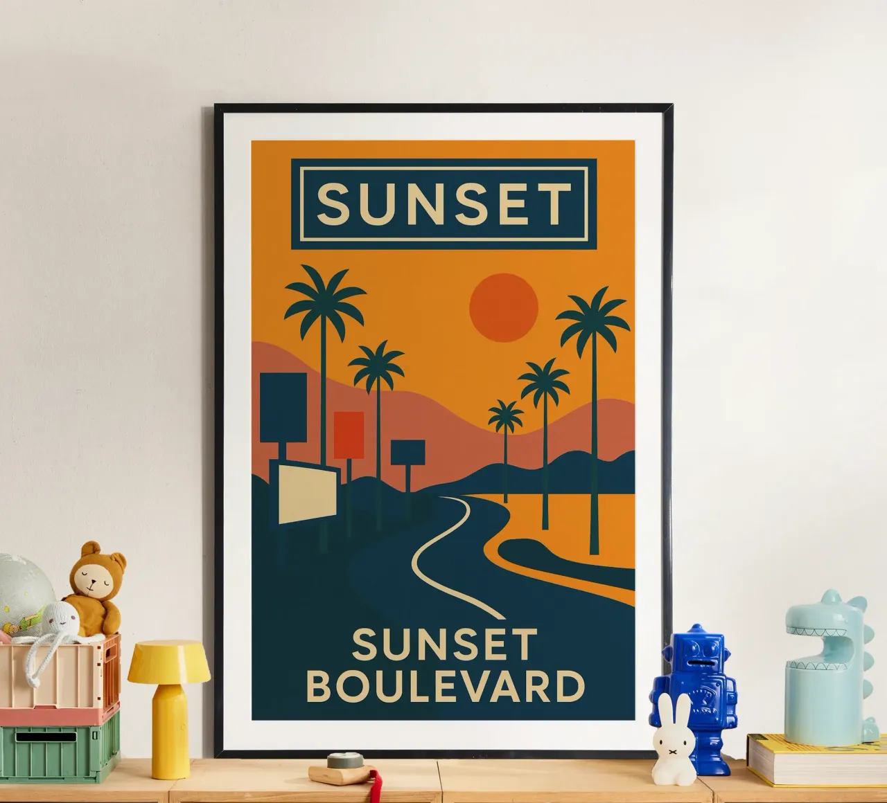 Sunset Boulevard - L'autostrada del sogno americano poster con telaio in plastica da JETLAG | affiches voyage
