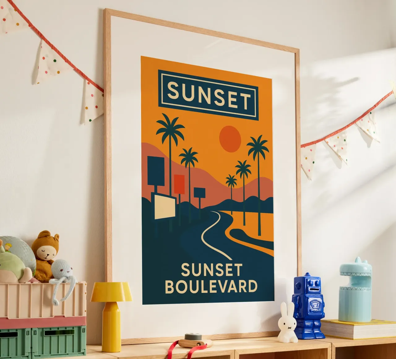 Sunset Boulevard - L'autostrada del sogno americano poster con telaio in plastica da JETLAG | affiches voyage