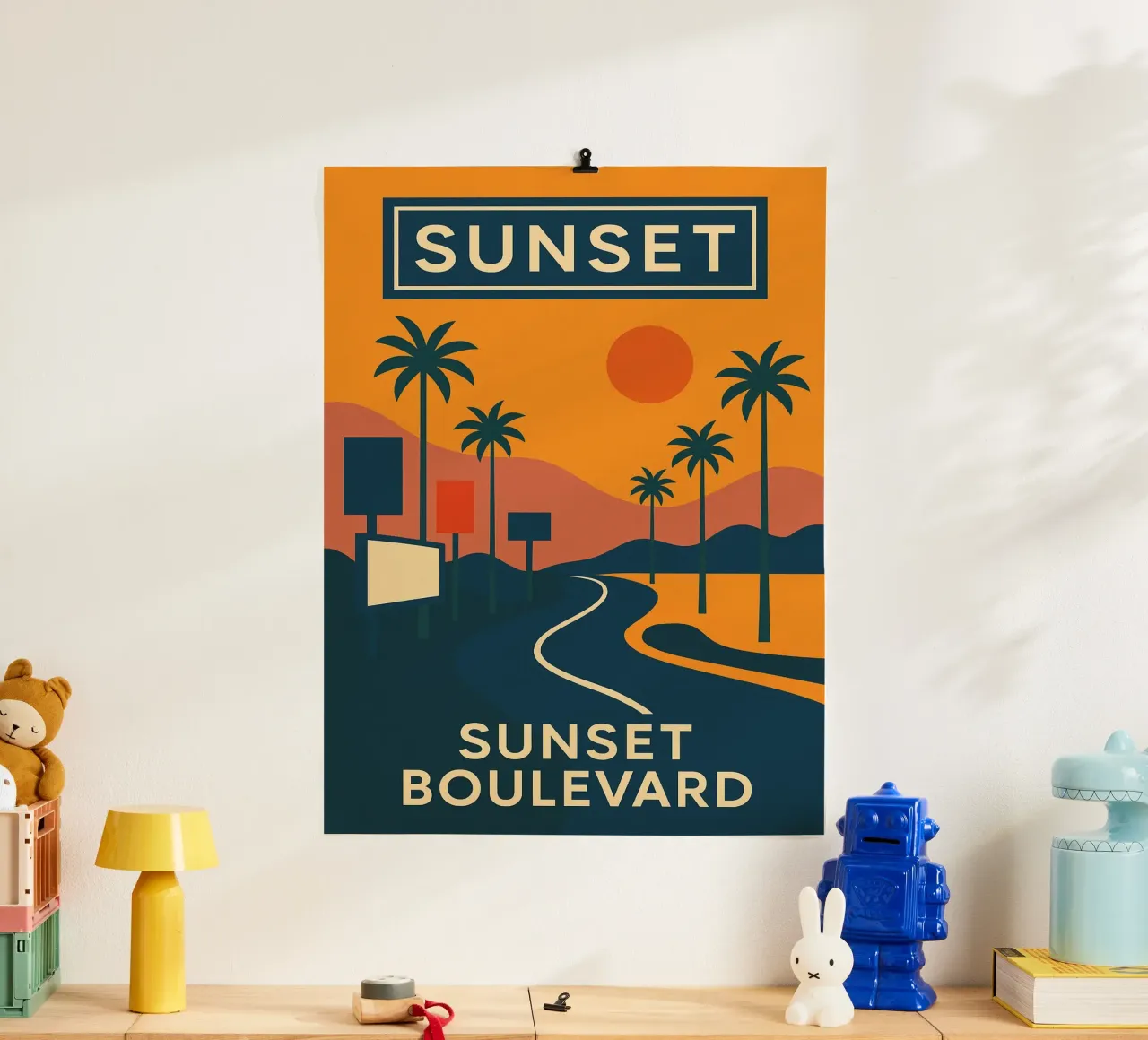 Sunset Boulevard - L'autostrada del sogno americano poster con telaio in plastica da JETLAG | affiches voyage