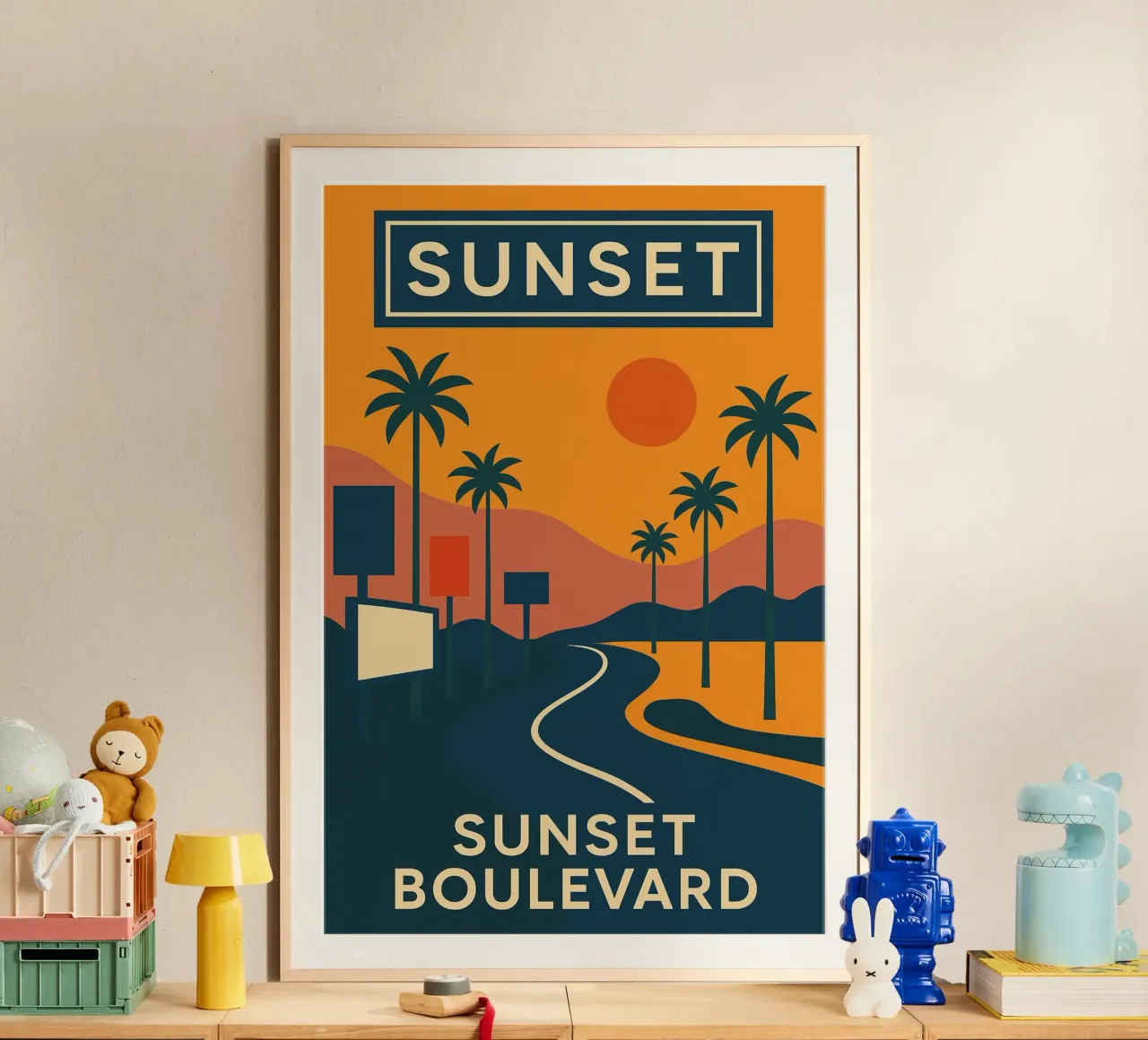 Sunset Boulevard - L'autostrada del sogno americano poster con telaio in plastica da JETLAG | affiches voyage