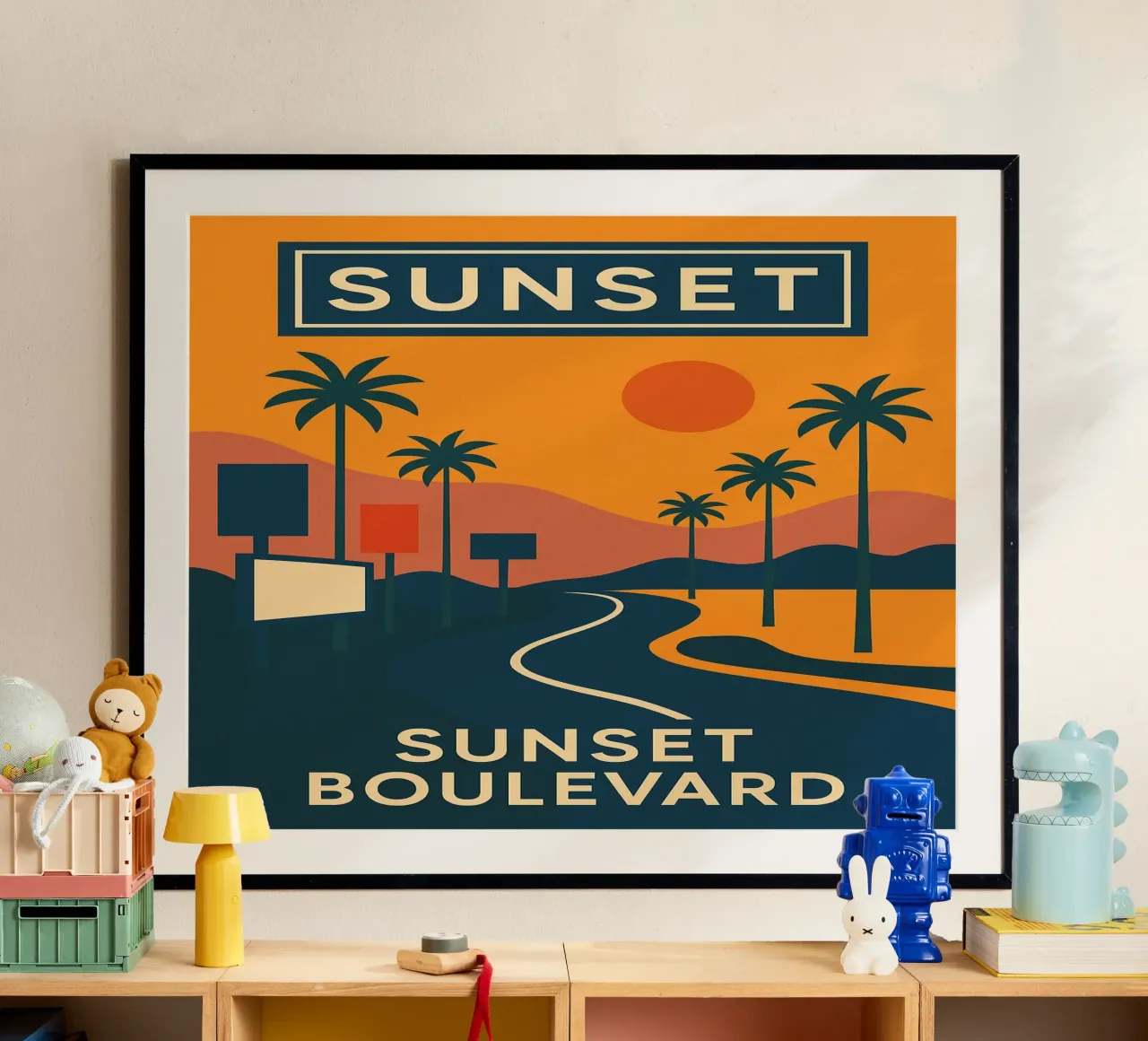 Sunset Boulevard - L'autostrada del sogno americano poster con telaio in plastica da JETLAG | affiches voyage
