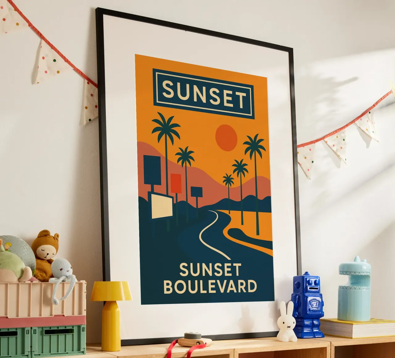 Sunset Boulevard - L'autostrada del sogno americano poster con telaio in plastica da JETLAG | affiches voyage