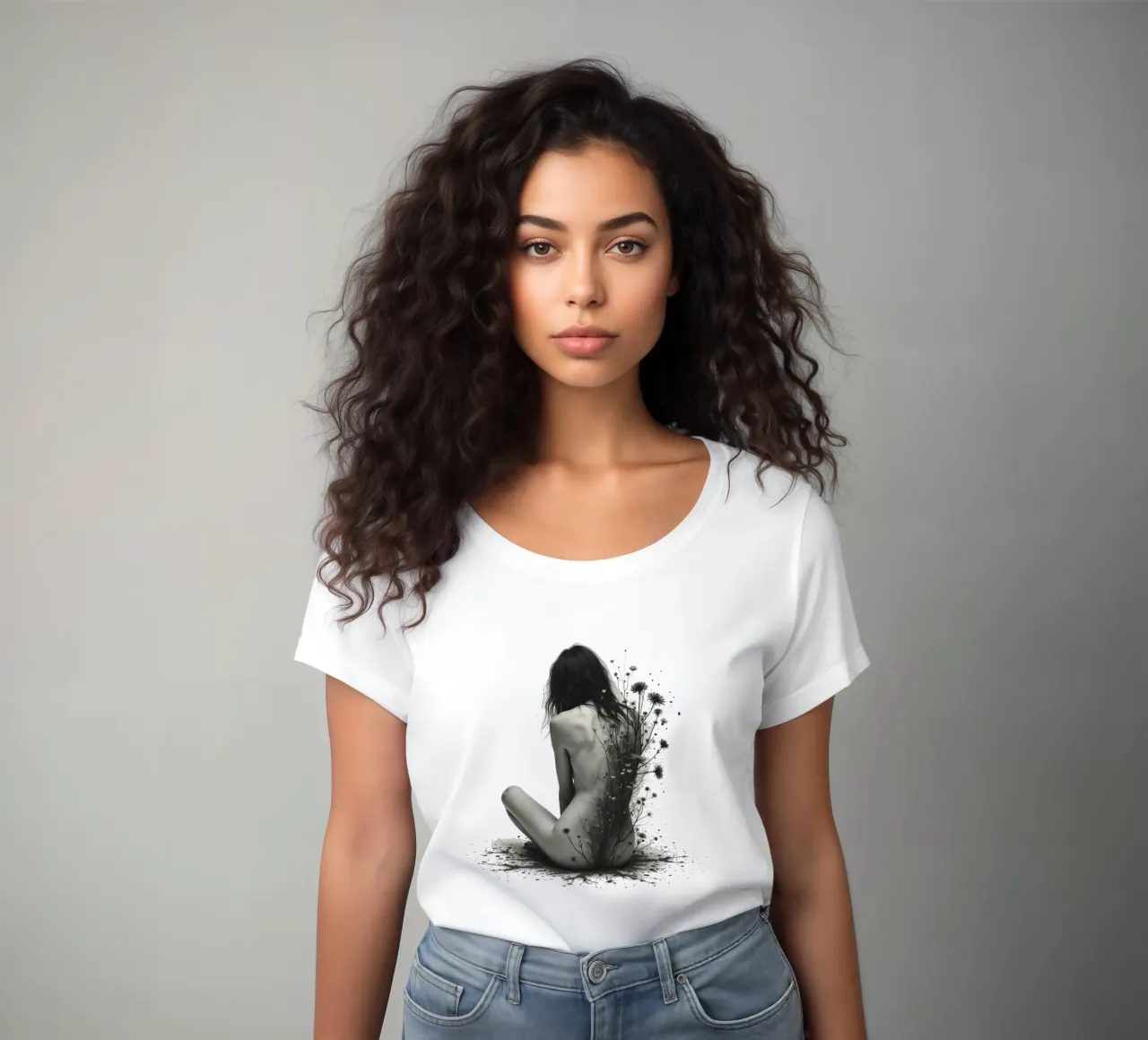 Back Where Flowers Grew women's fitted t-shirt by Dustlight Atelier