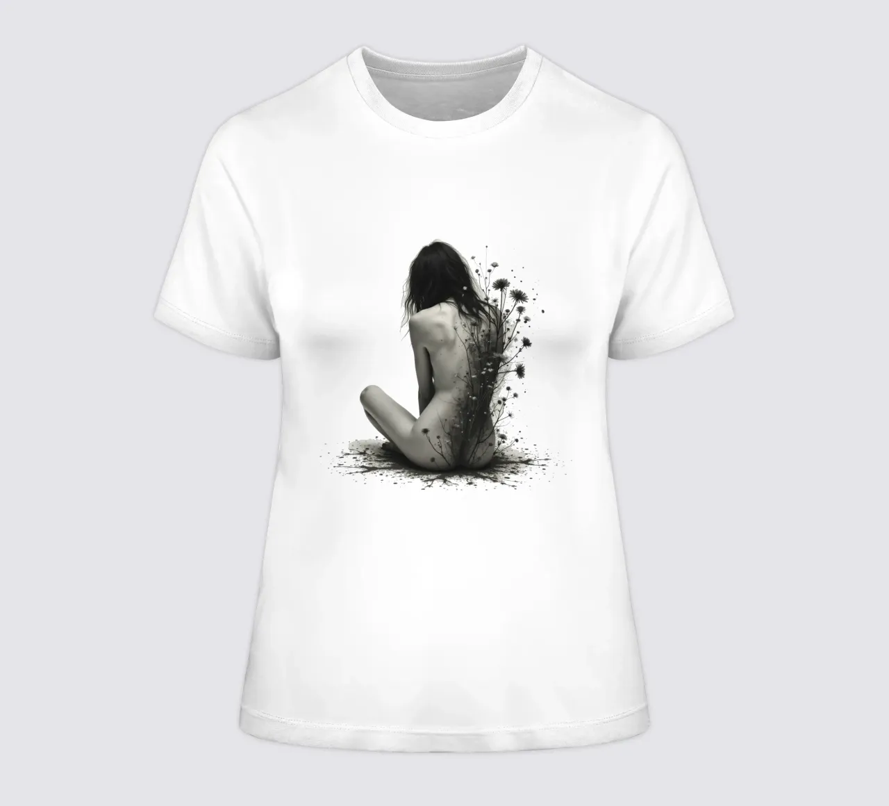 Back Where Flowers Grew women's fitted t-shirt by Dustlight Atelier
