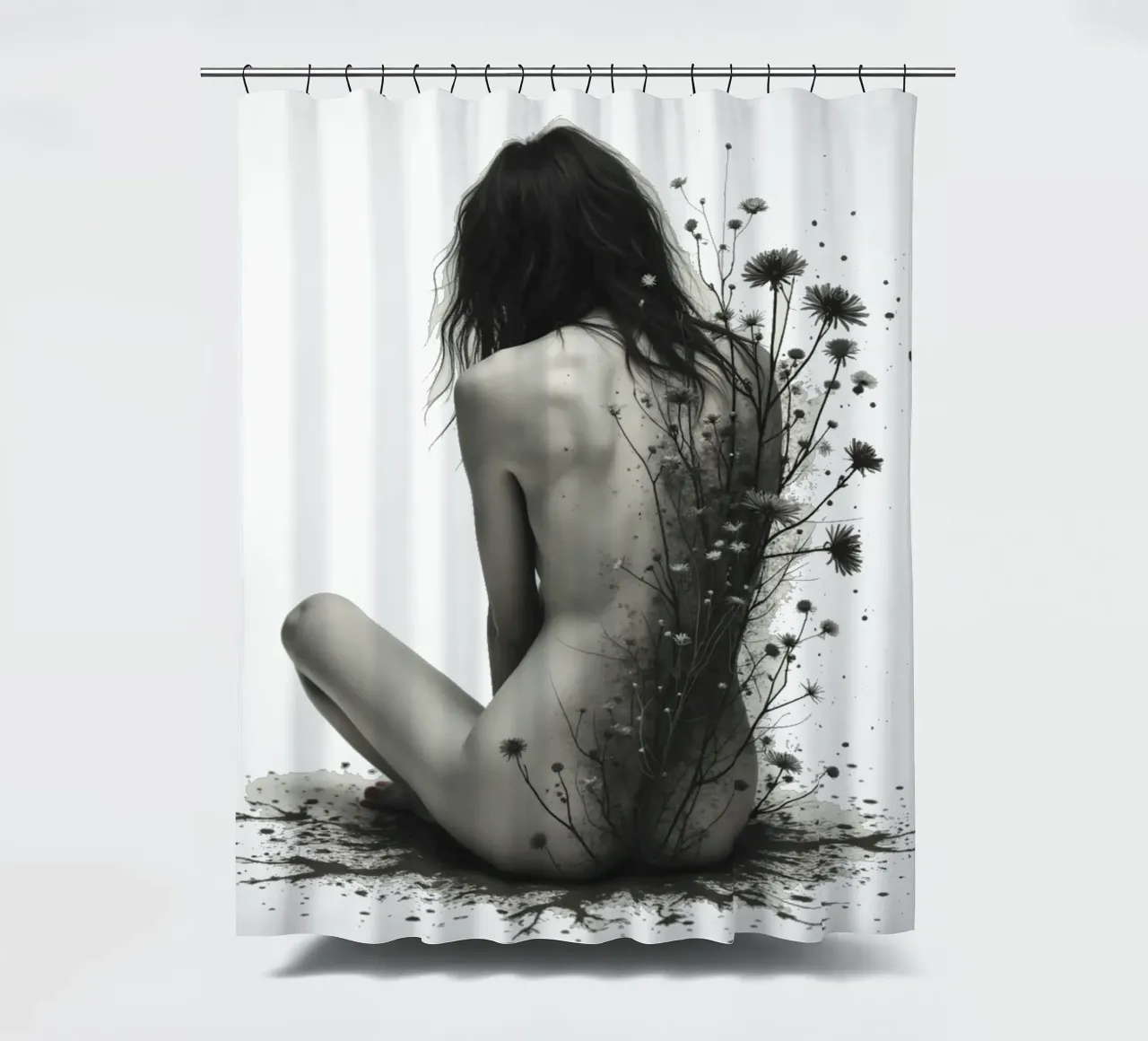 Back Where Flowers Grew shower curtain by Dustlight Atelier