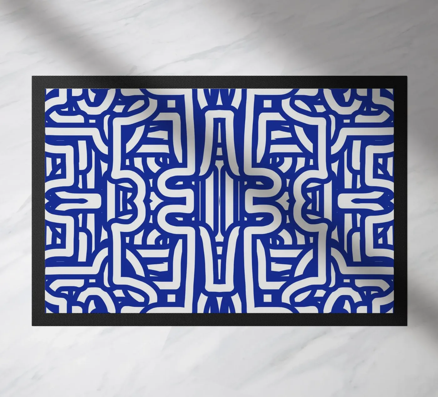 Blauwe lus symmetrie deurmat van Little Dean