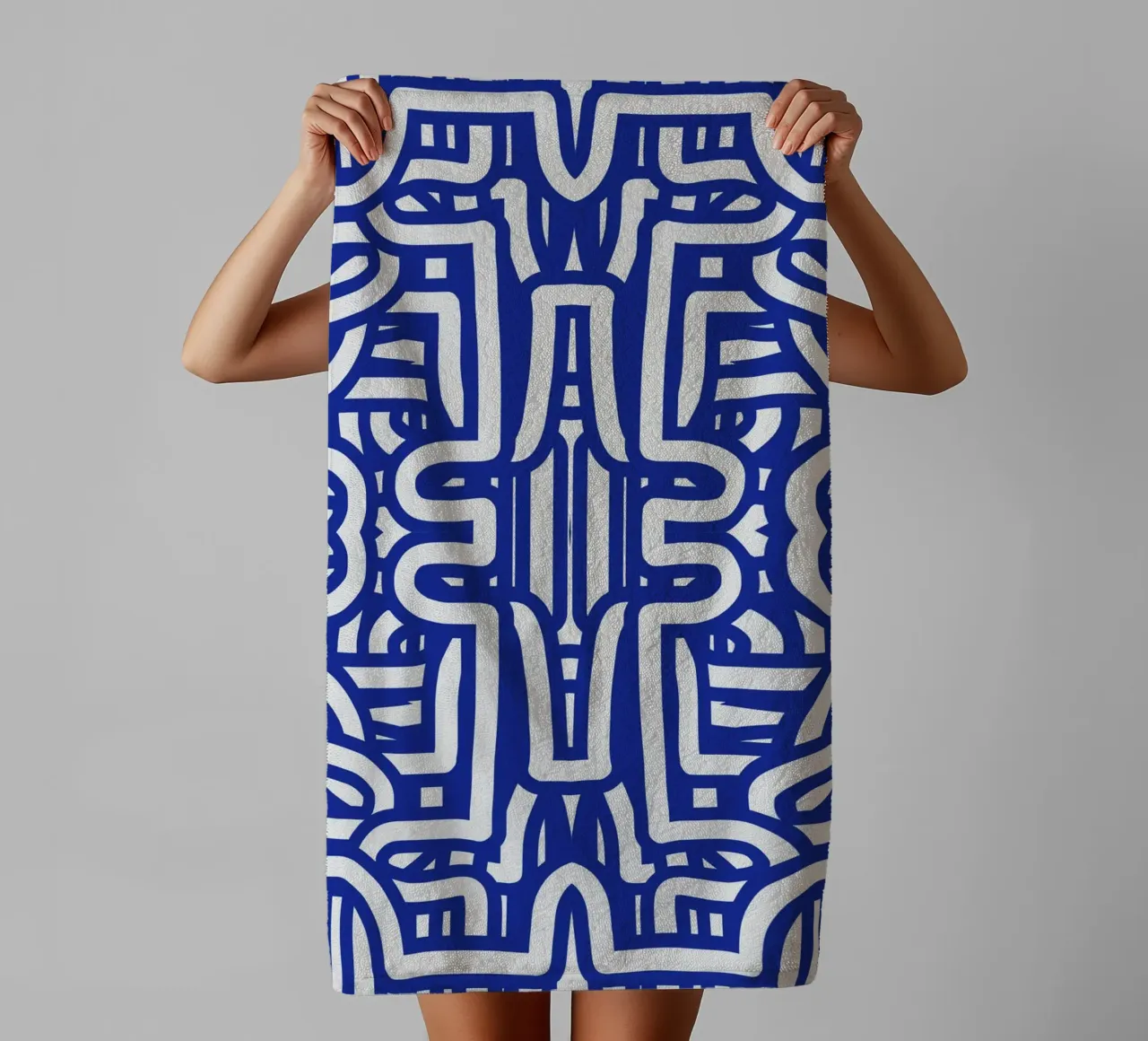 Blue loop symmetry towel by Little Dean