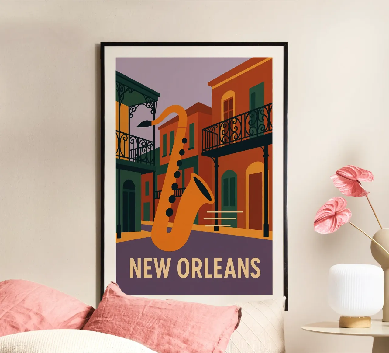 New Orleans - L'Âme du Jazz en Affiche poster con telaio in alluminio da JETLAG | affiches voyage