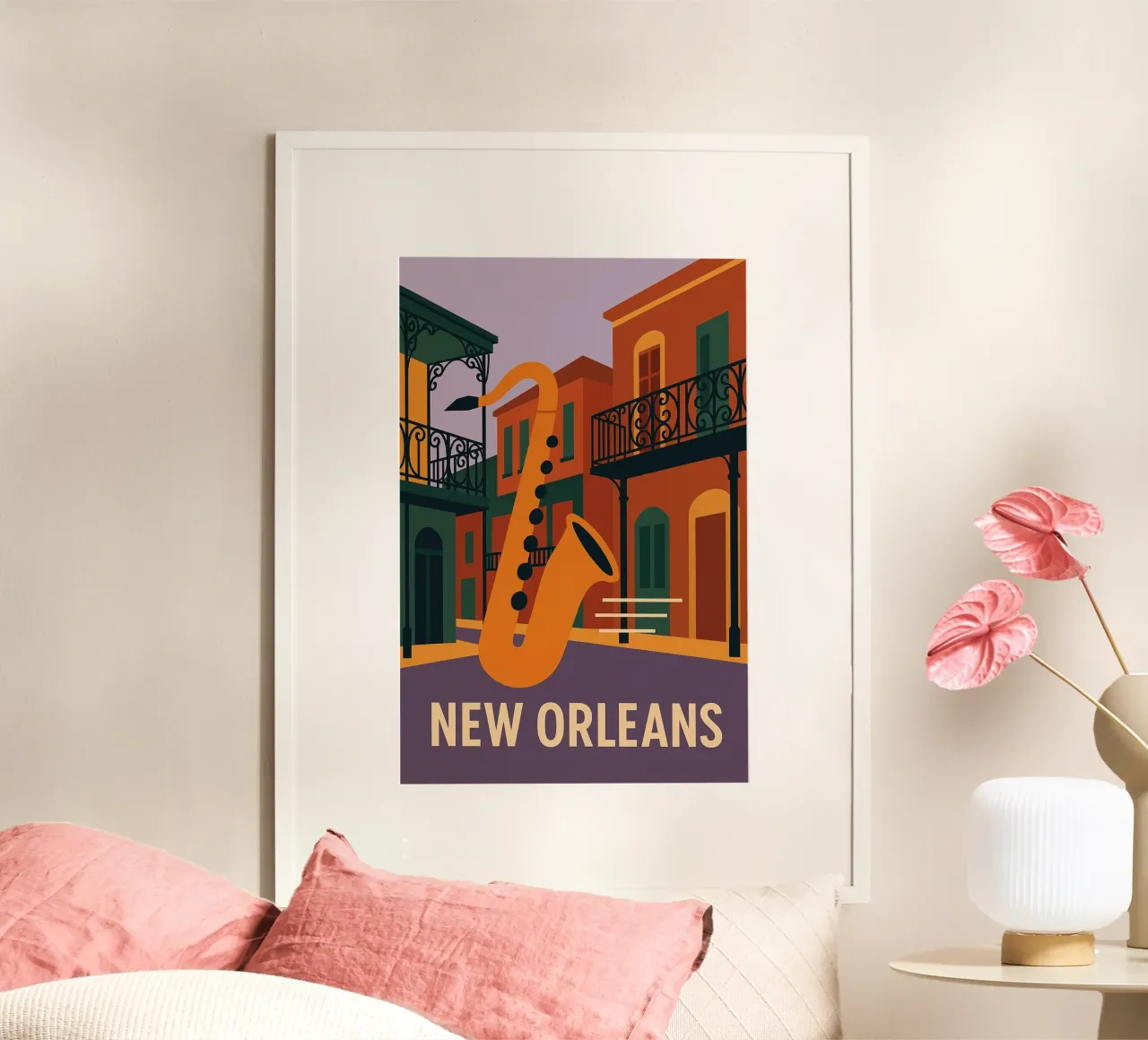 New Orleans - L'Âme du Jazz en Affiche poster con telaio in alluminio da JETLAG | affiches voyage