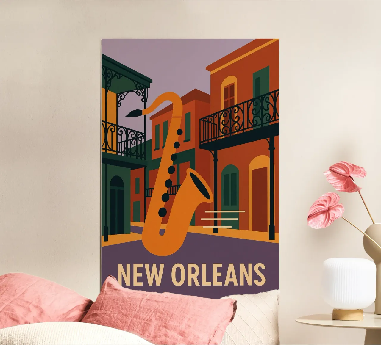 New Orleans - L'Âme du Jazz en Affiche poster con telaio in alluminio da JETLAG | affiches voyage