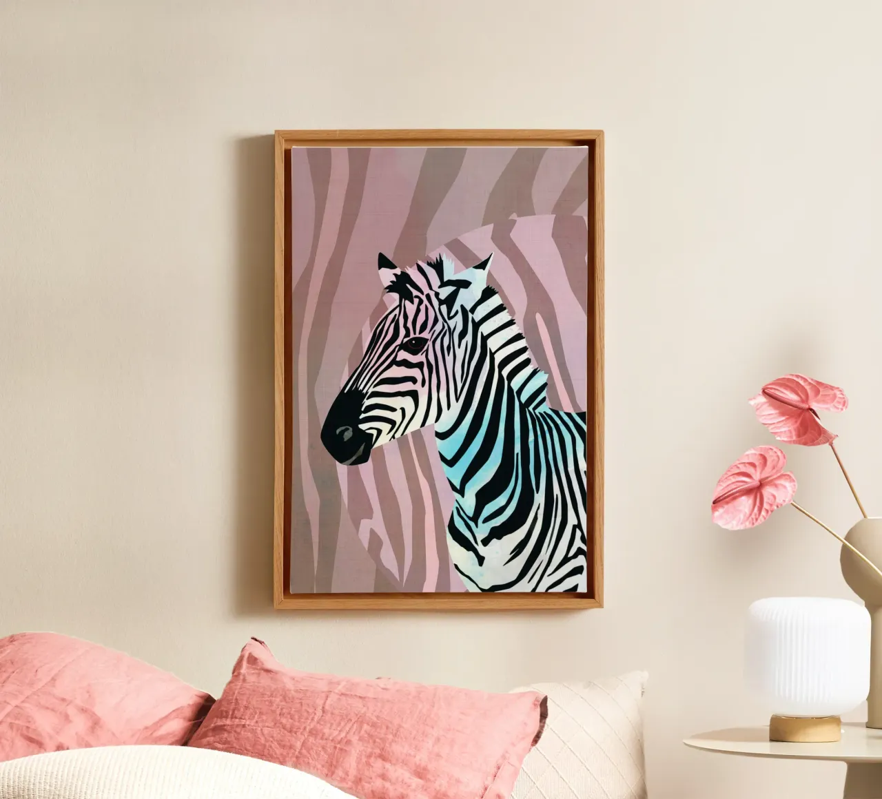 Zebra Vibes. Wild Life. tela con Cornice a cassetta da CalliLetters