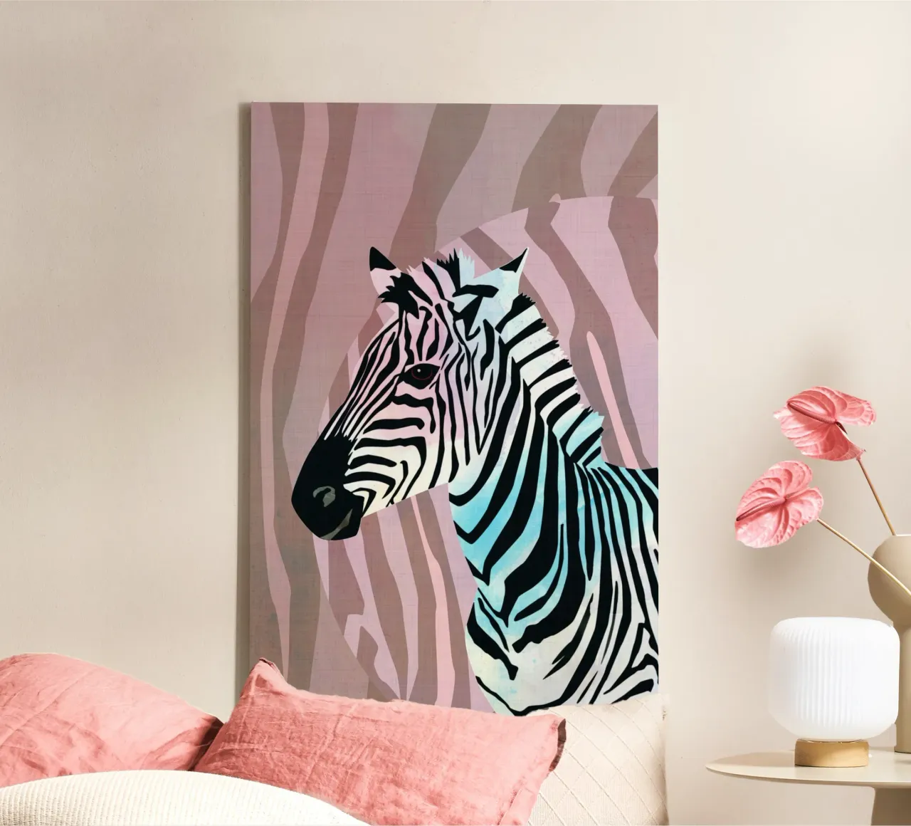 Zebra Vibes. Wild Life. tela con Cornice a cassetta da CalliLetters