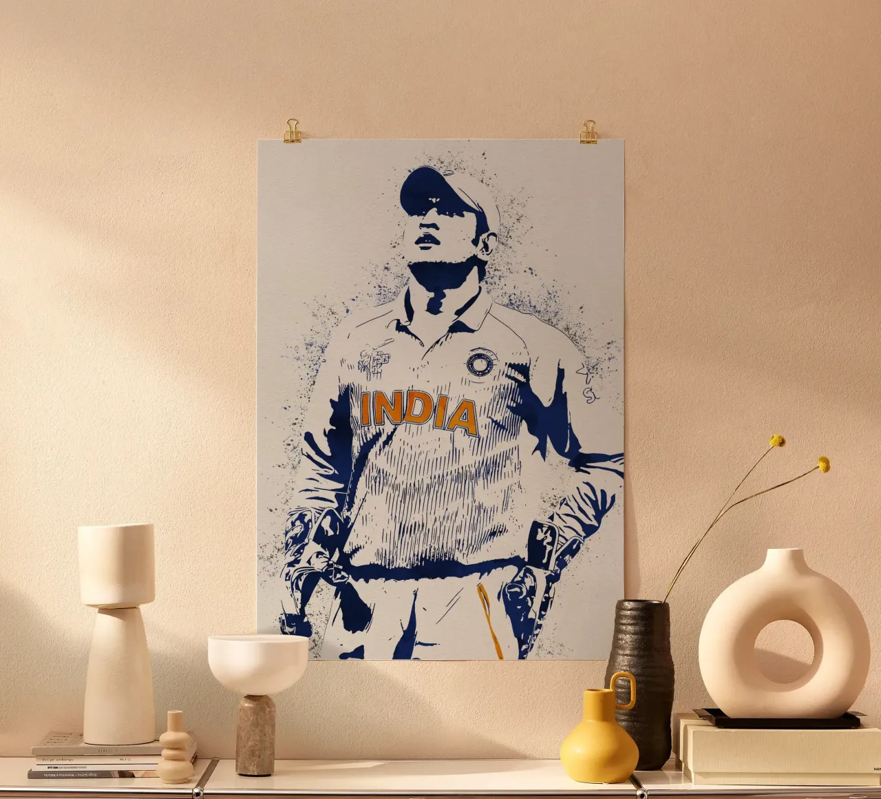 MS Dhoni poster con telaio in alluminio da tenten