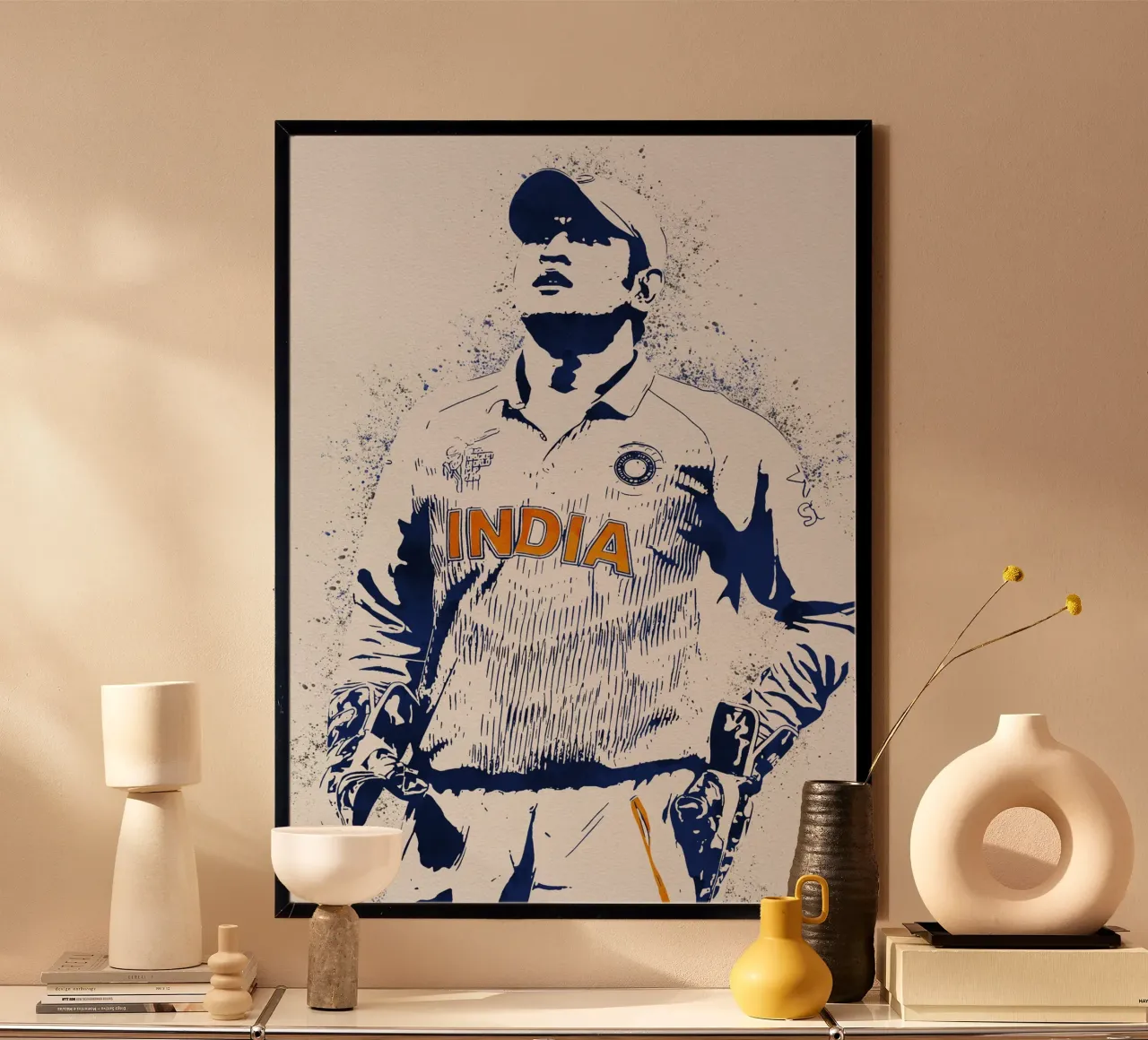 MS Dhoni poster con telaio in alluminio da tenten