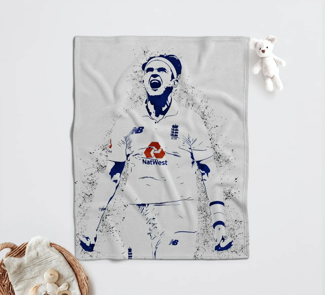 Stuart Broad coperta in pile da tenten