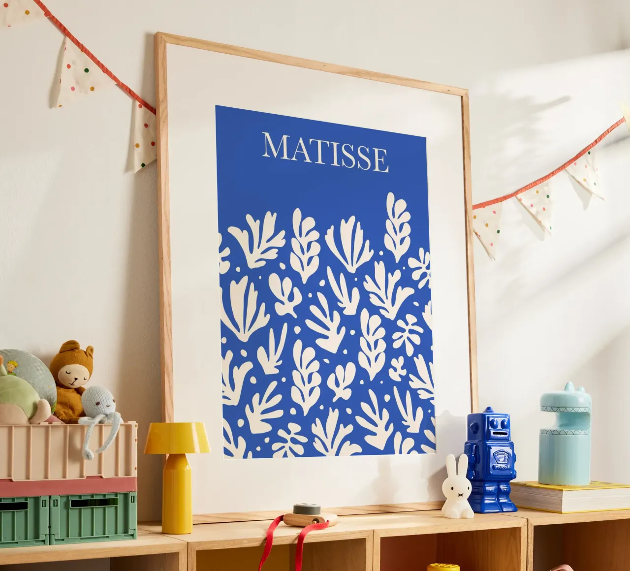 abstract stylized plant shapes poster with plastic frame by sazkia art