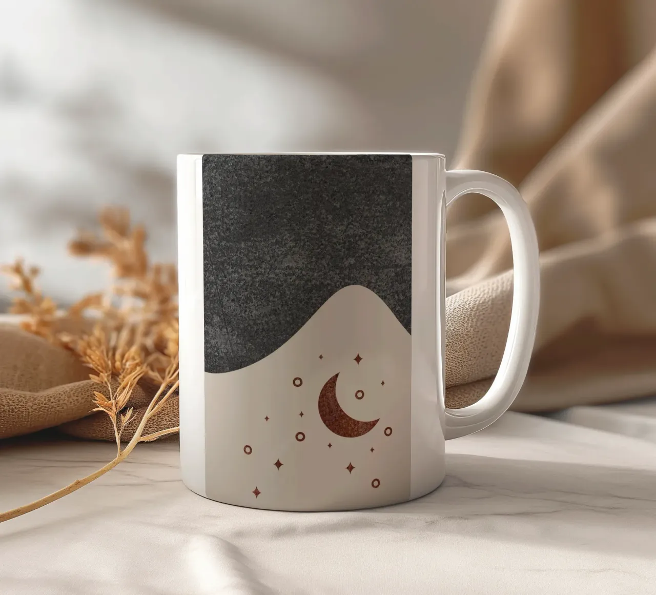 abstract moon and star tazza in ceramica da vintageshop