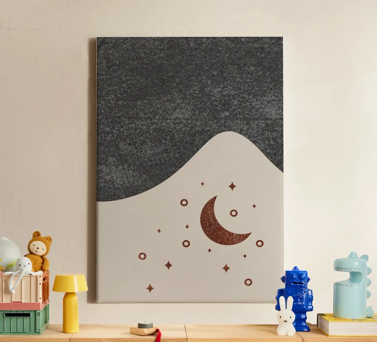 abstract moon and star tela con Cornice a cassetta da vintageshop