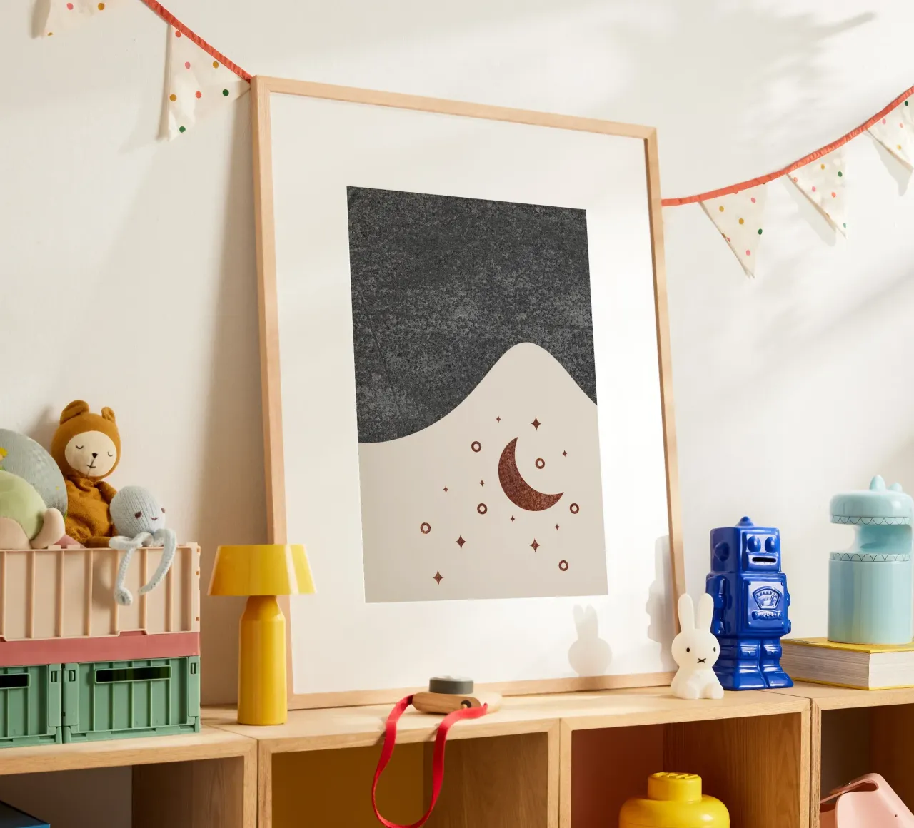 abstract moon and star poster con telaio in alluminio da vintageshop