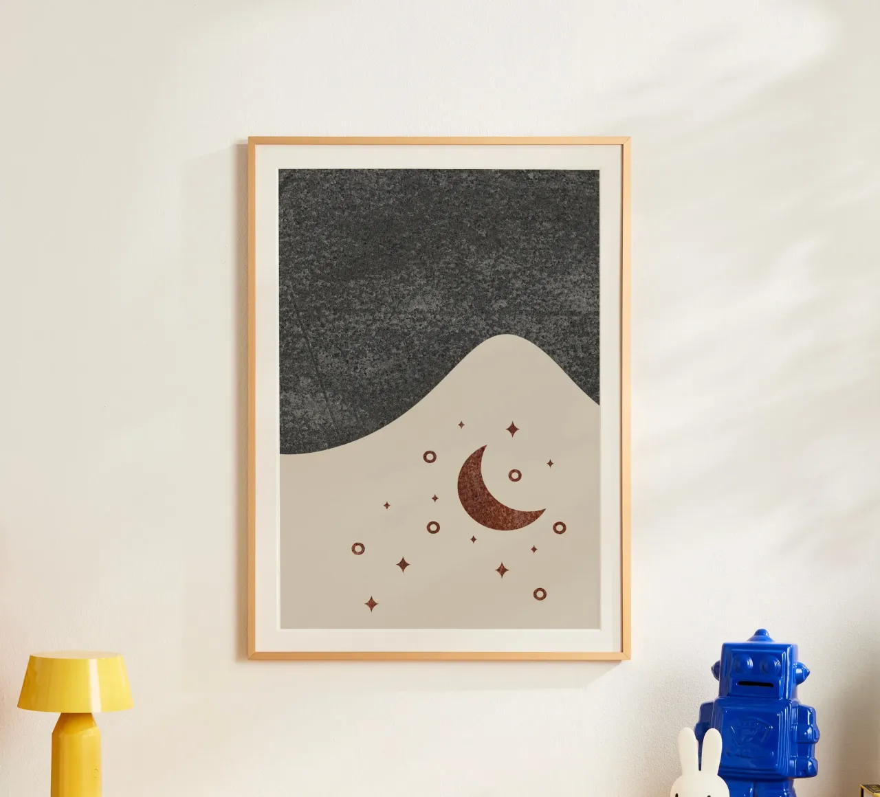 abstract moon and star poster con telaio in alluminio da vintageshop