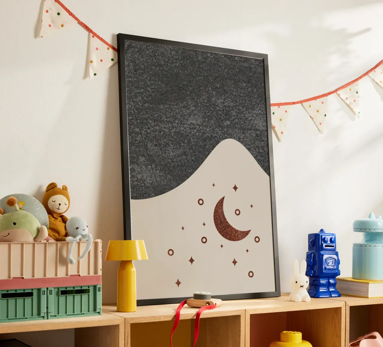 abstract moon and star poster con telaio in alluminio da vintageshop