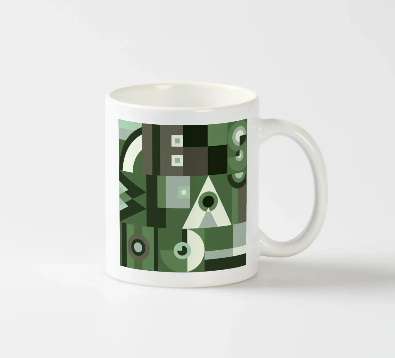 Modello di collage geometrico verde tazza in ceramica da Little Dean