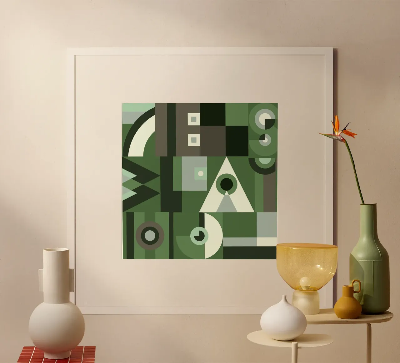 Modello di collage geometrico verde carta hahnemühle da Little Dean