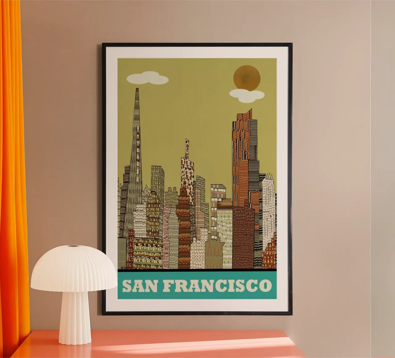 san francisco poster con telaio in legno da Brian Buckley