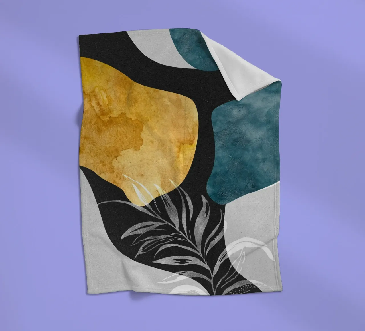 abstract white leaves coperta in pile da vintageshop