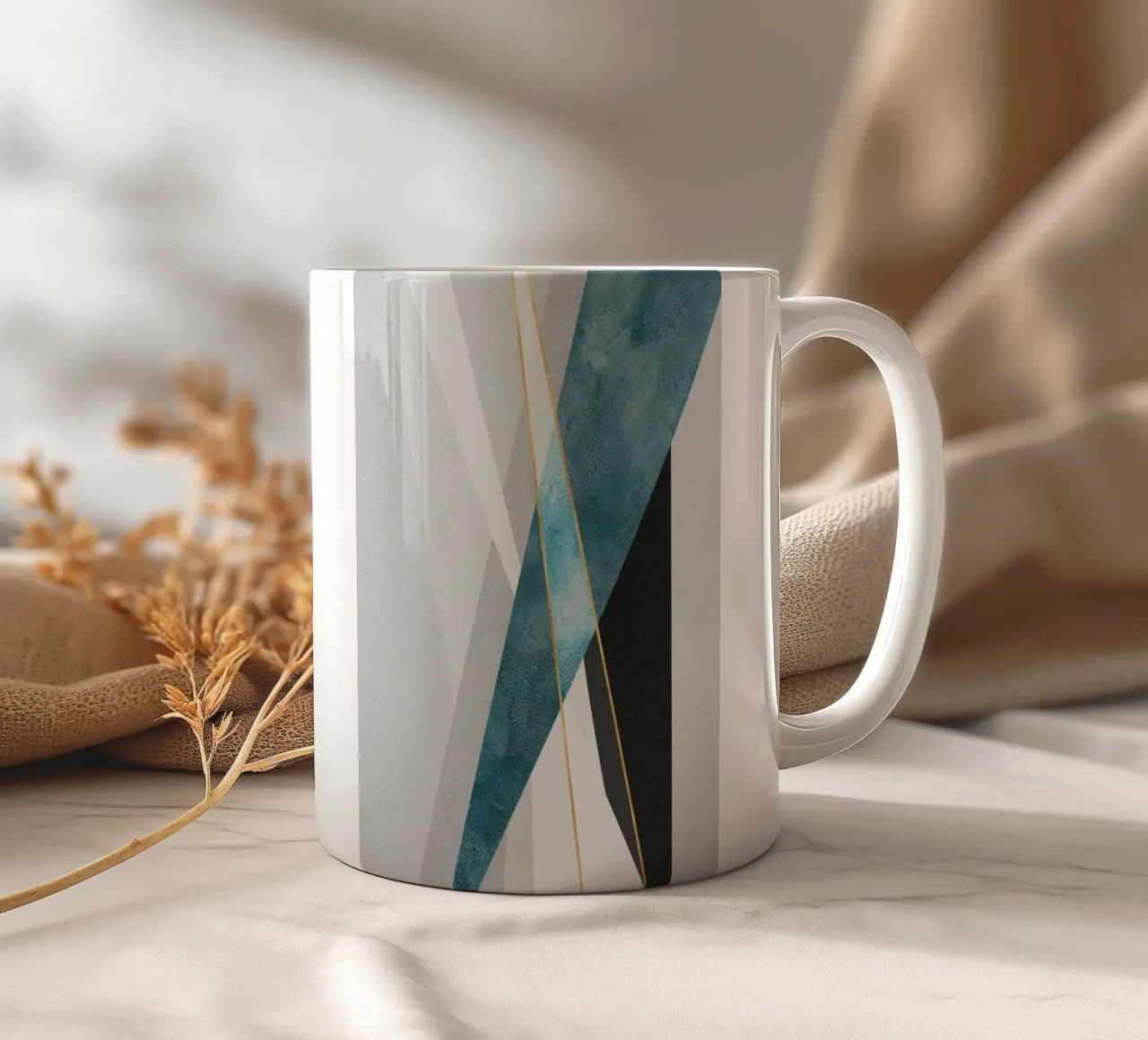 geometric abstract ceramic mug by vintageshop
