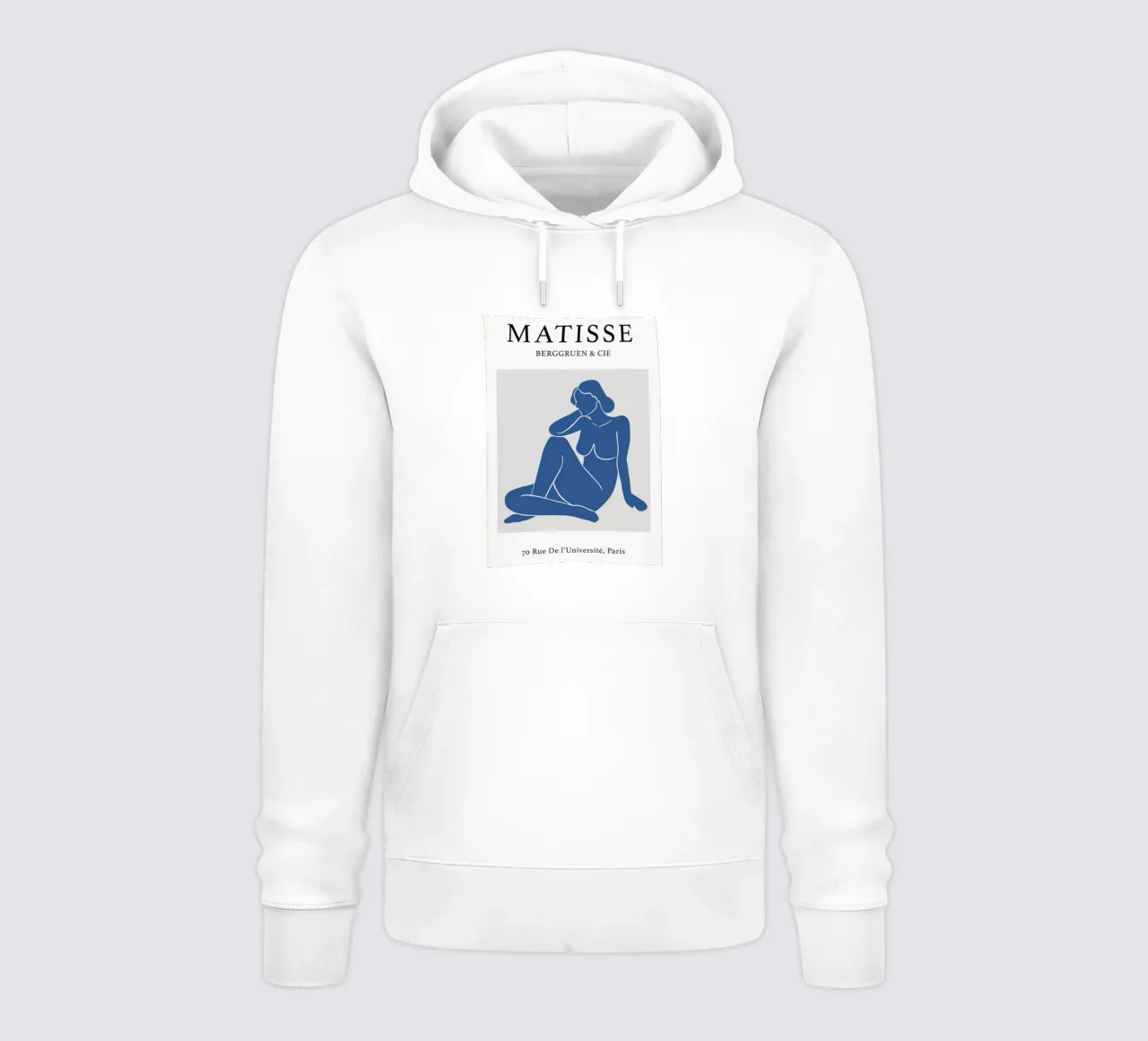 mujer posa sentada relajada sudadera con capucha de sazkia art