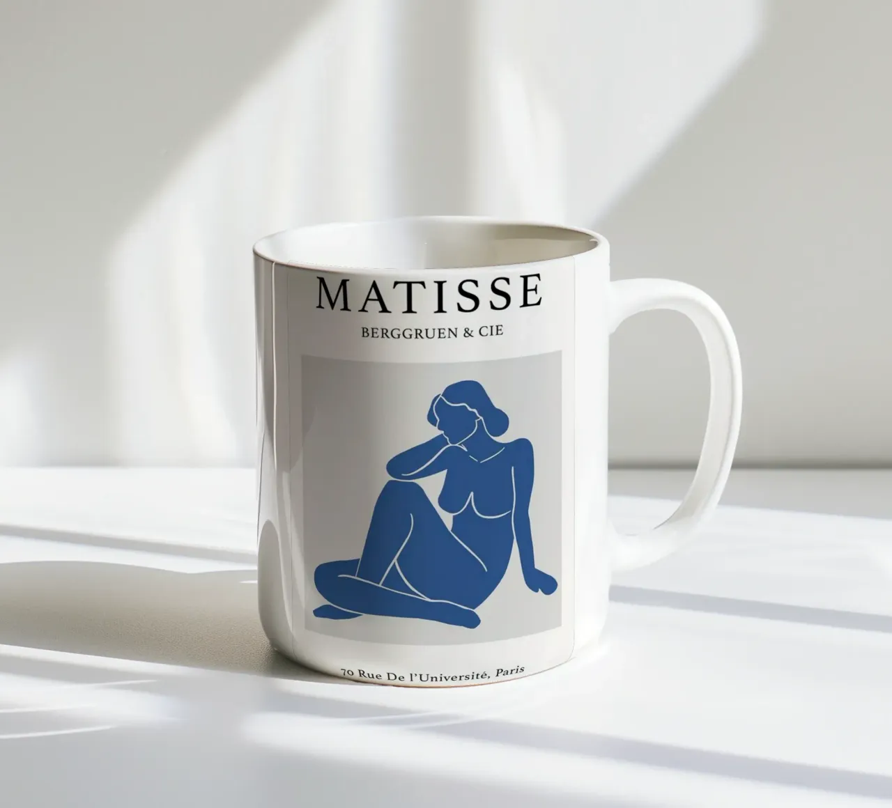woman poses sitting relaxed ceramic mug by sazkia art