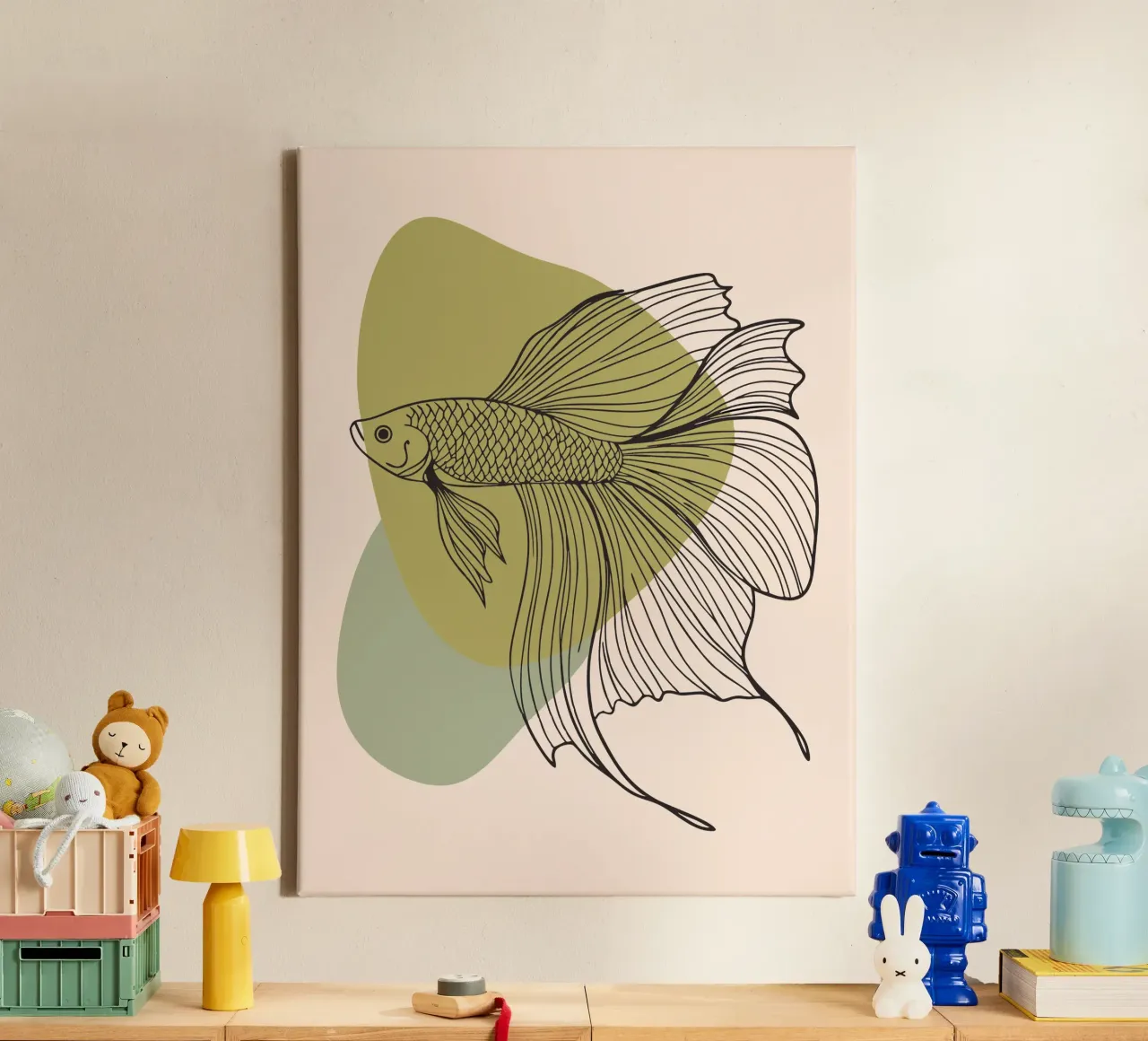 Vissen canvas met Baklijst van RELAXING TOUCH