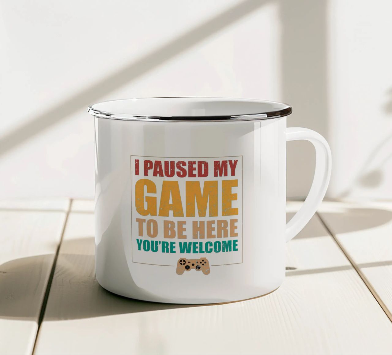 I paused my game to be here, you're welcome. mug en émail de edsonramosart