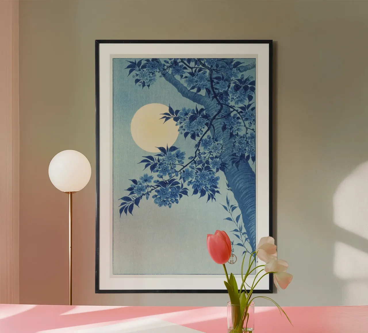 Ciliegio in fiore in una notte di luna di Ohara Koson (1932 ca.) poster da Venus Art