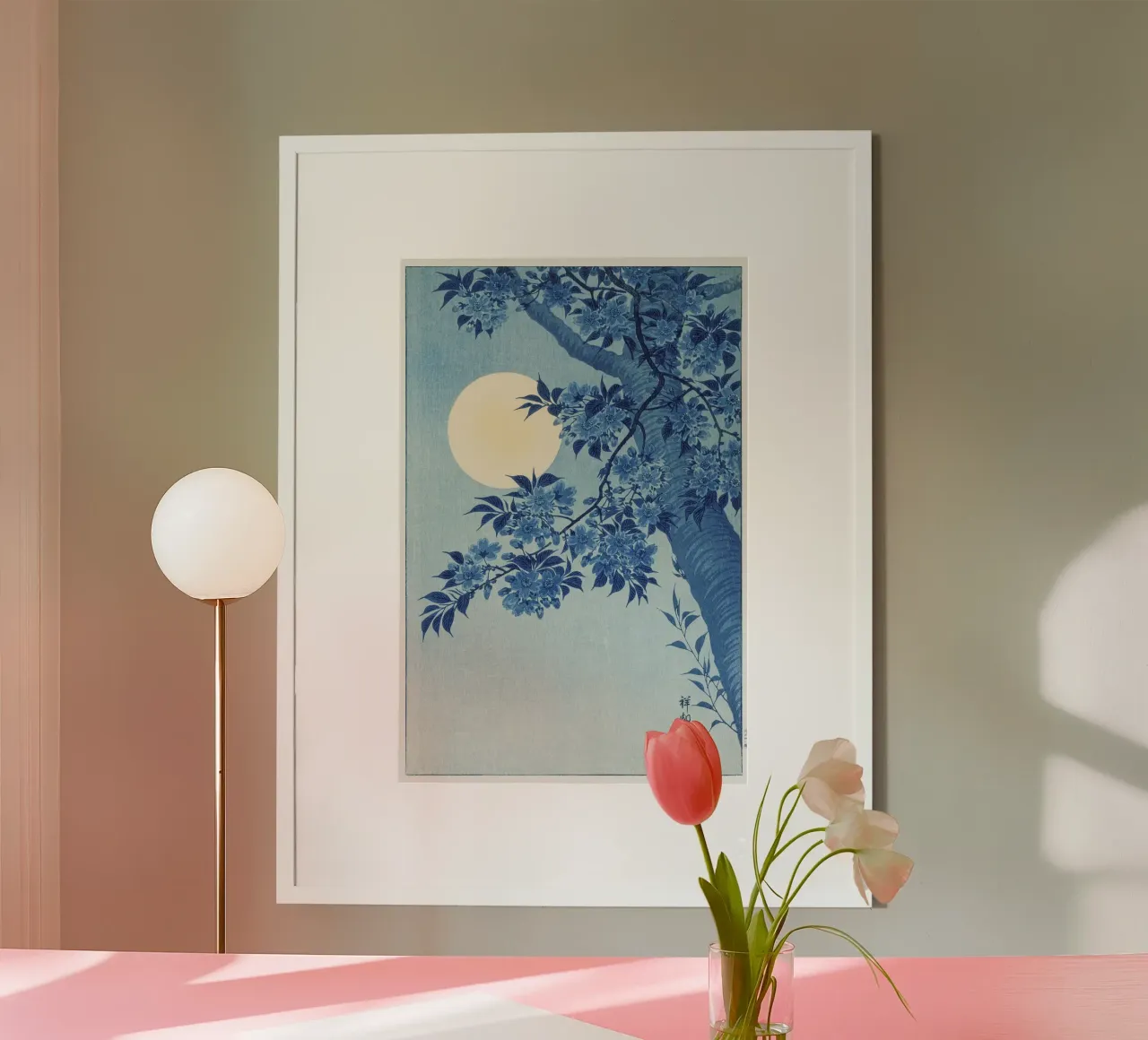 Ciliegio in fiore in una notte di luna di Ohara Koson (1932 ca.) poster da Venus Art