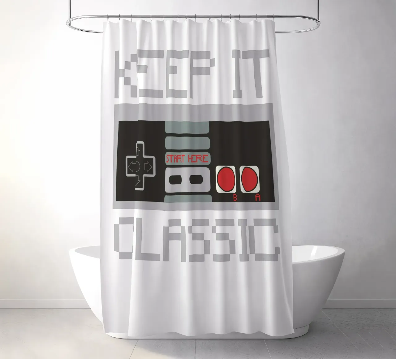 KEEP IT CLASSIC shower curtain by edsonramosart