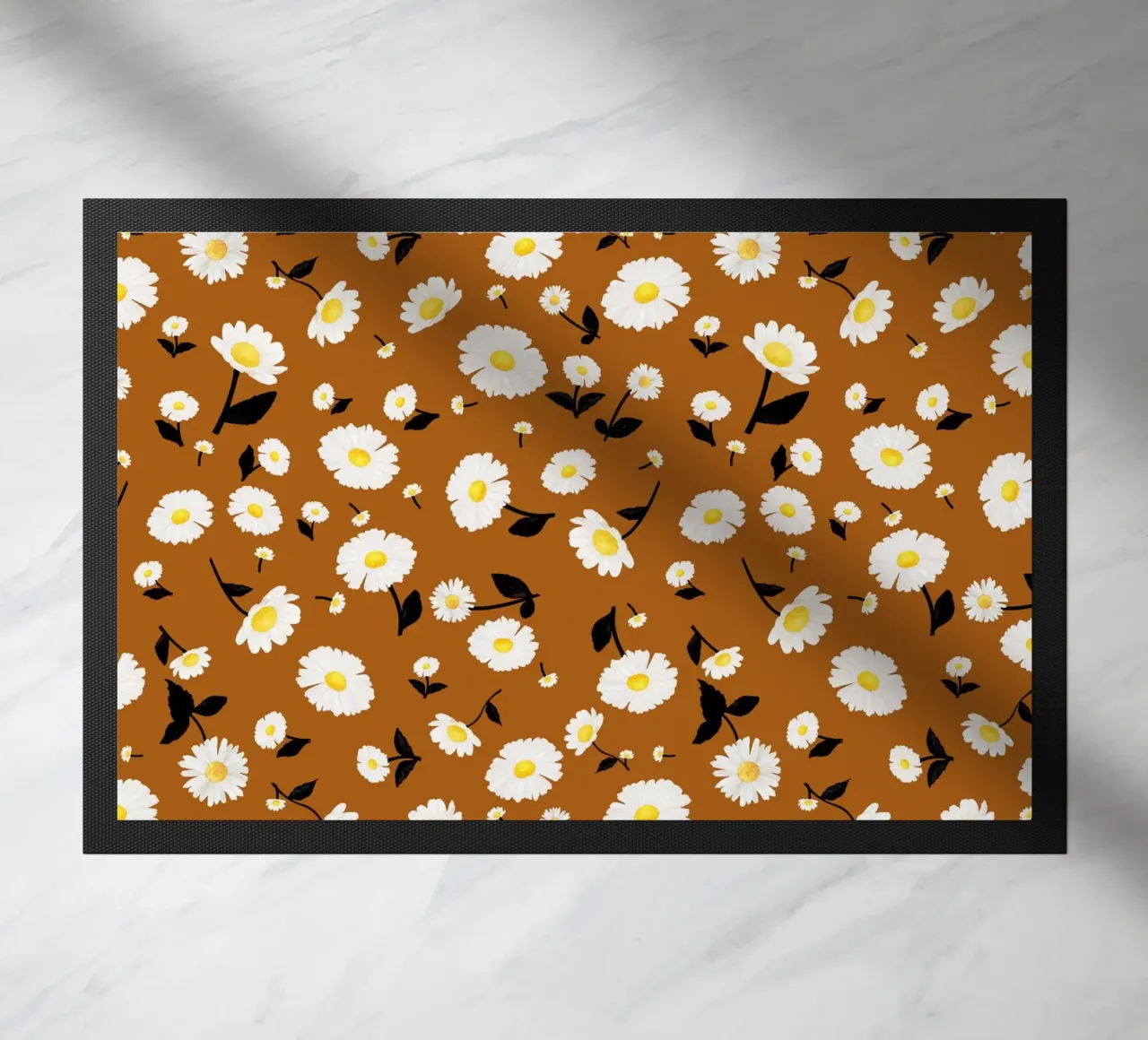 Daisies Pattern Rust Orange doormat by SilverPegasus