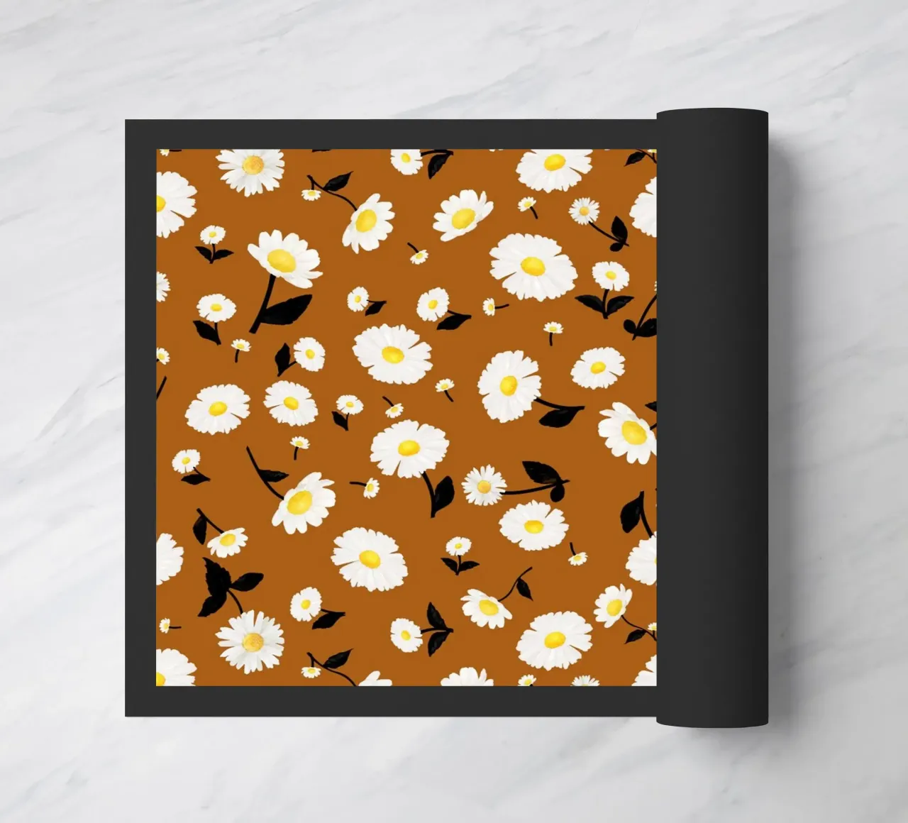 Daisies Pattern Rust Orange doormat by SilverPegasus