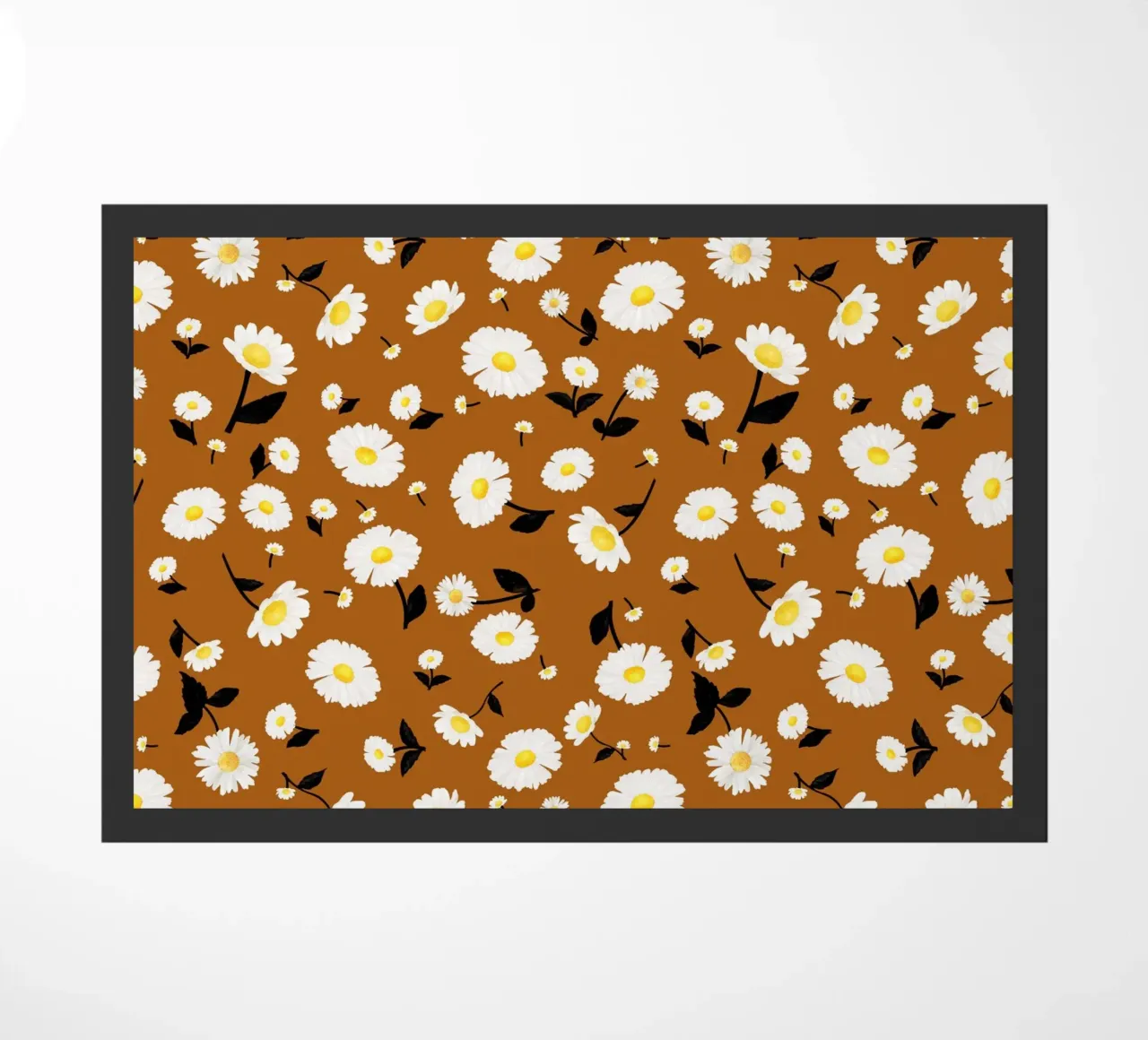 Daisies Pattern Rust Orange doormat by SilverPegasus