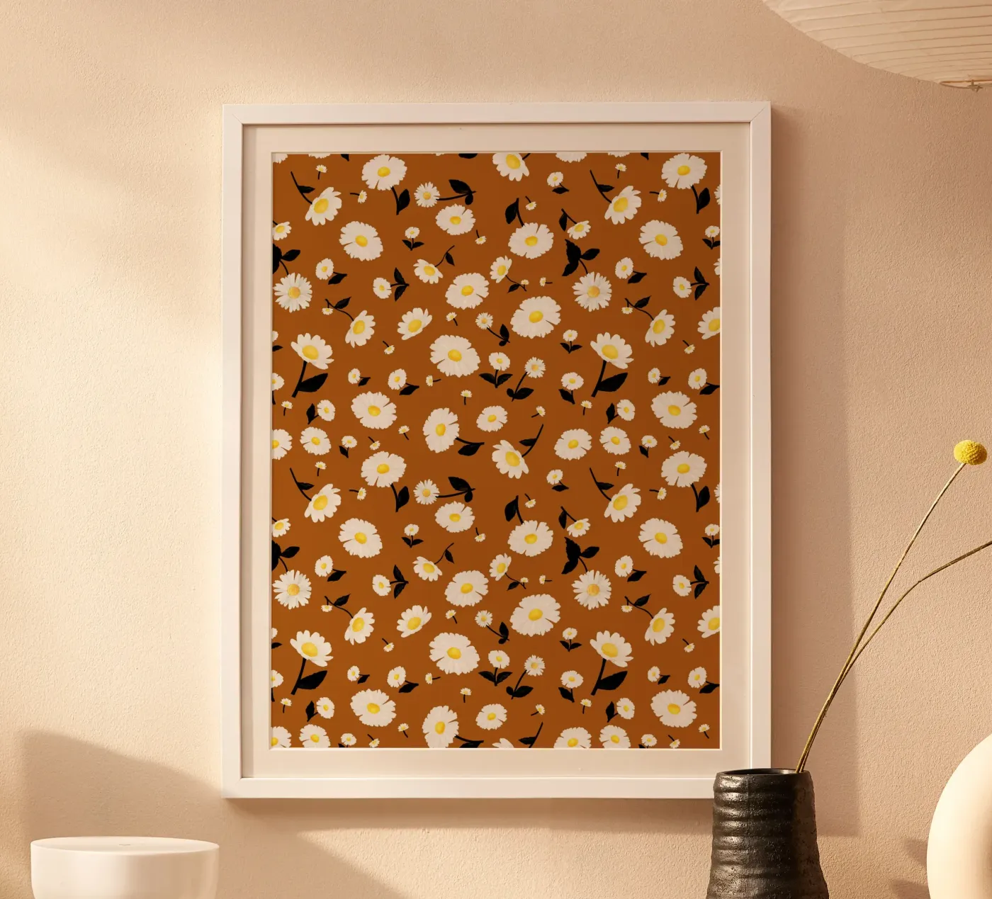 Daisies Pattern Rust Orange Poster von SilverPegasus